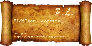 Pláger Leonetta névjegykártya